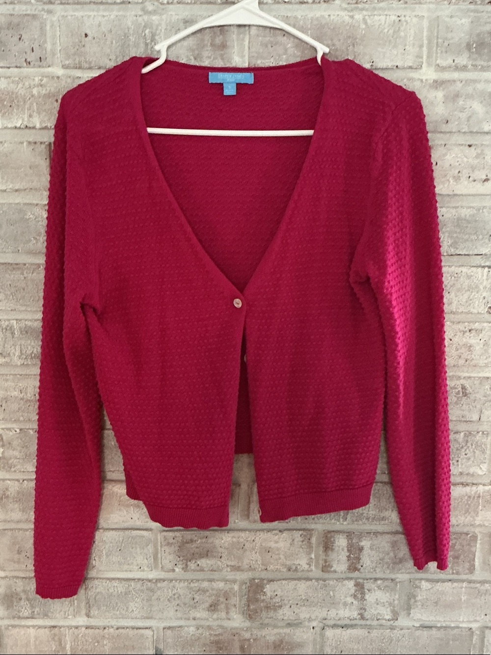 Draper James Raspberry Textured Single-Button Cardigan